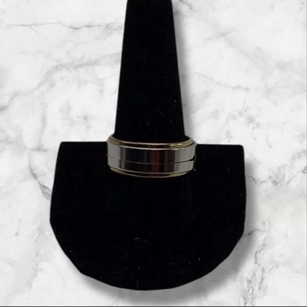 Black Star‎ Design Stainless Steel Unisex Ring Sliver Tone Size 10